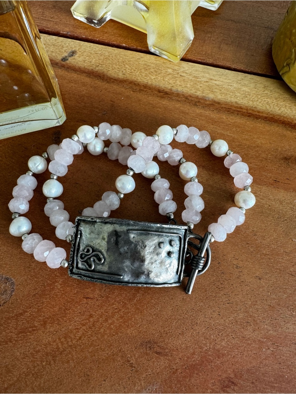 Silpada Rare Rose Quartz & Pearl Triple-Strand Bracelet Collectors